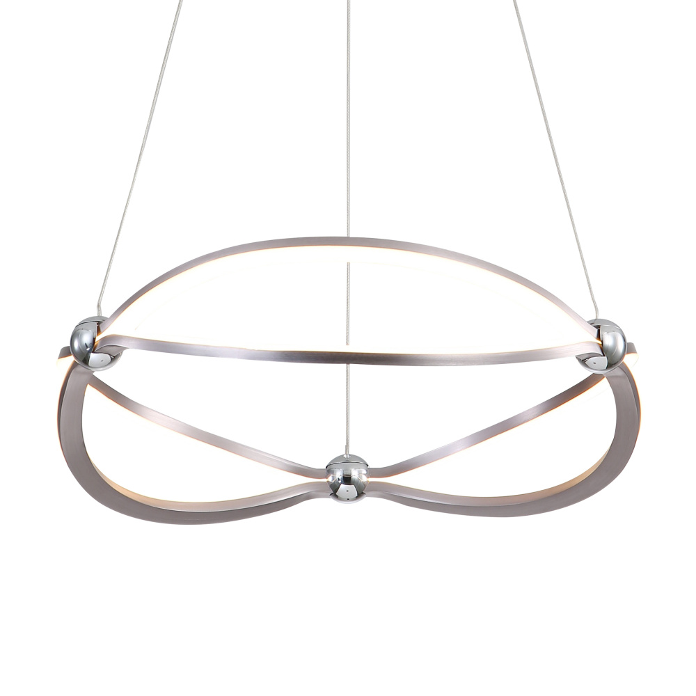 Wry Lighting Spirale Integrated LED 19in Chandelier in Satin Nickel